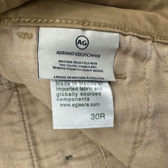 AG Adriano Goldschmied Chino Pants Mens 30 Tan Flat Front Jamison Skinny Leg - Picture 6 of 9